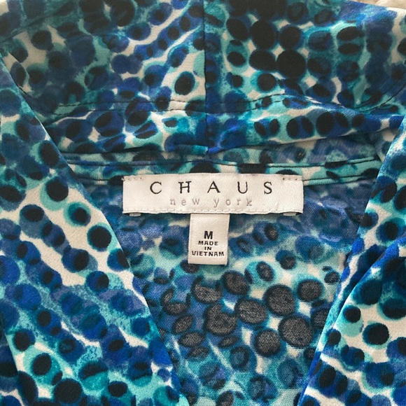 Chaus Blue and White Wrap Women's Sleeveless Blouse - Picture 6 of 8